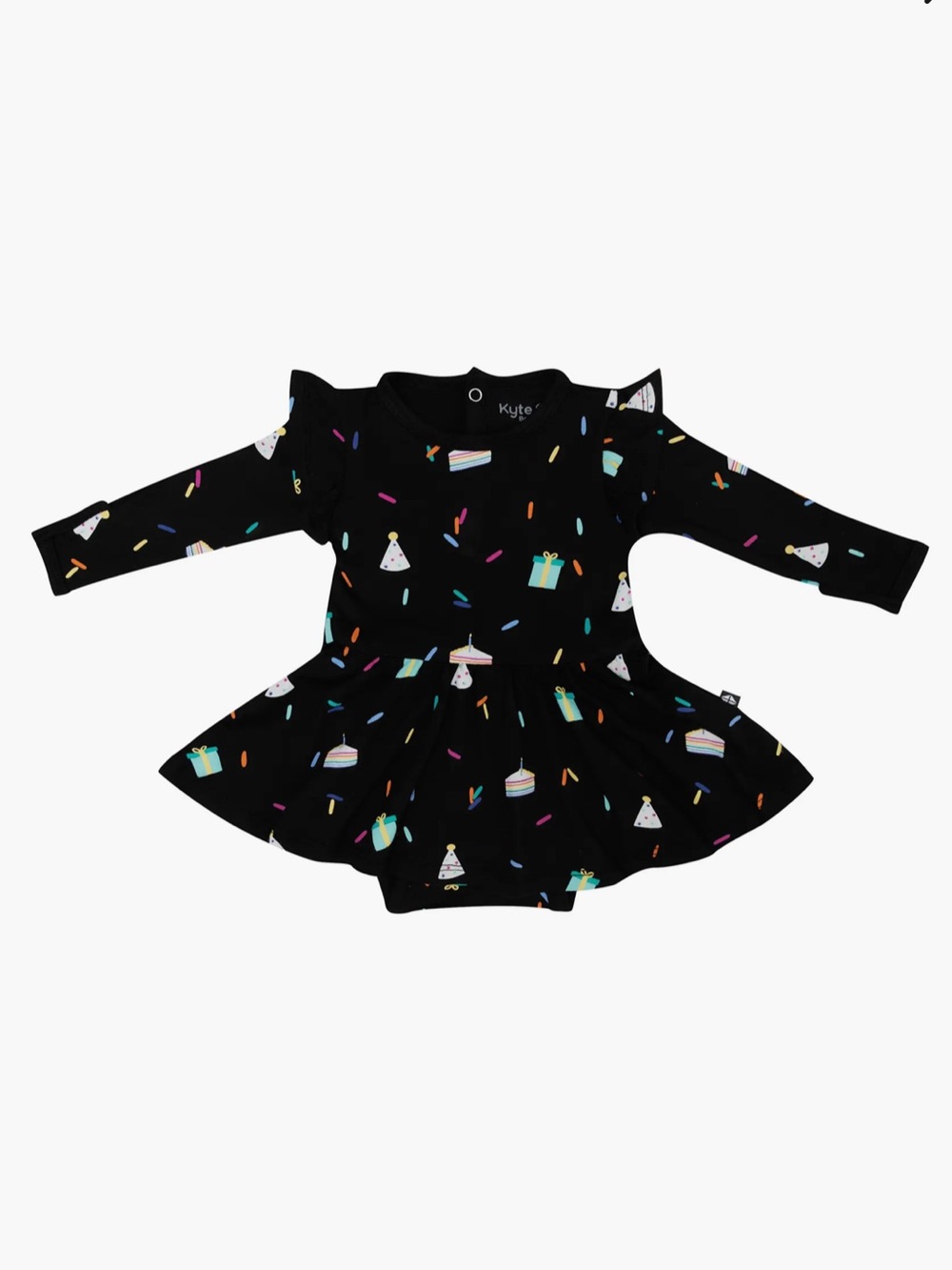 Brand New Kyte Baby 6-12m Midnight Party Twirl Long Sleeve Skirted Bodysuit Dres